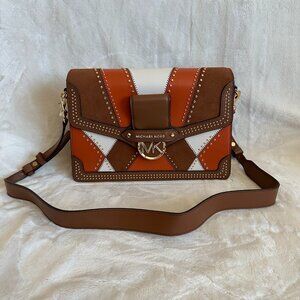 NWT! RARE! MK Michael Kors Jessie Large Suede & Leather Patchwork Shoulder Bag
